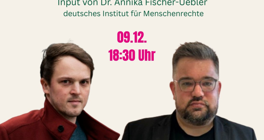 Erik Marquardt, Mitglied des Europäischen Parlaments, informiert auf Einladung des Landtagsabgeordneten Benjamin Rauer (r.) online über das Asylrecht.